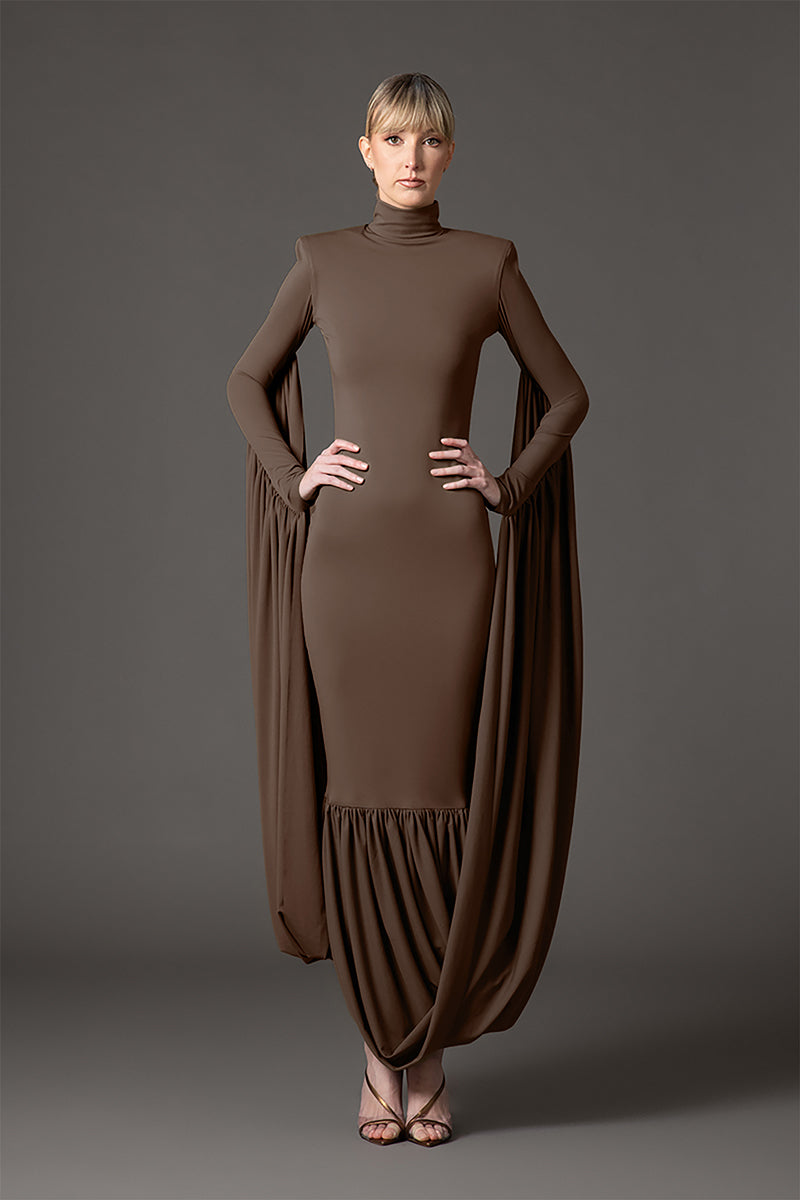 Brown jersey dress