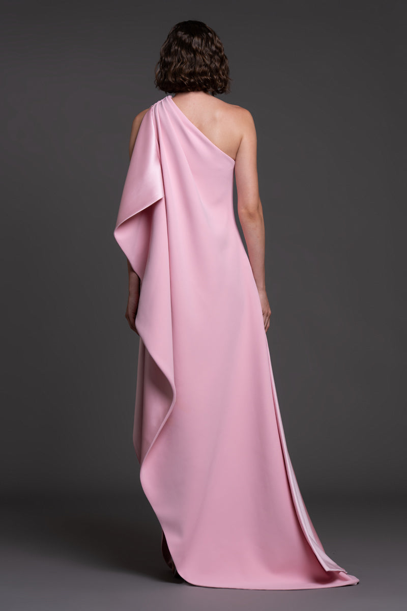 Deconstructed ruffle dress in crepe and satin radzimir