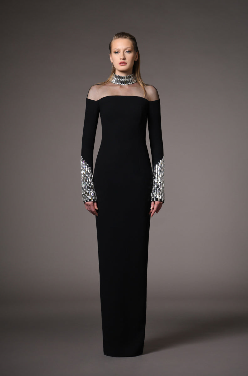 white christmas dresses Long Sleeve Crystal Dress XLRG / Ivory Silver