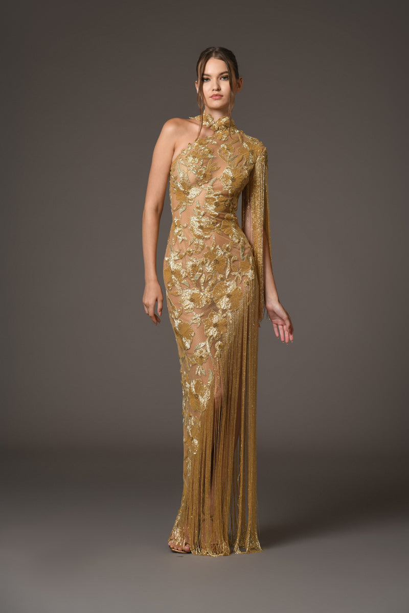 gold sequin asymmetrical dress The Dolls House Circa - Anthia Asymmetric Sequin Mini Dress - Women - Polyester/Spandex - XS