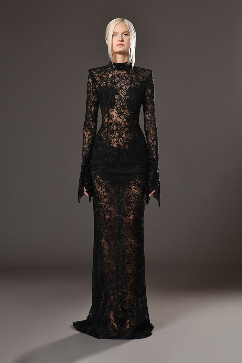 Long sleeves lace dress US 0 / Black Long sleeves lace dress US 0 / Black