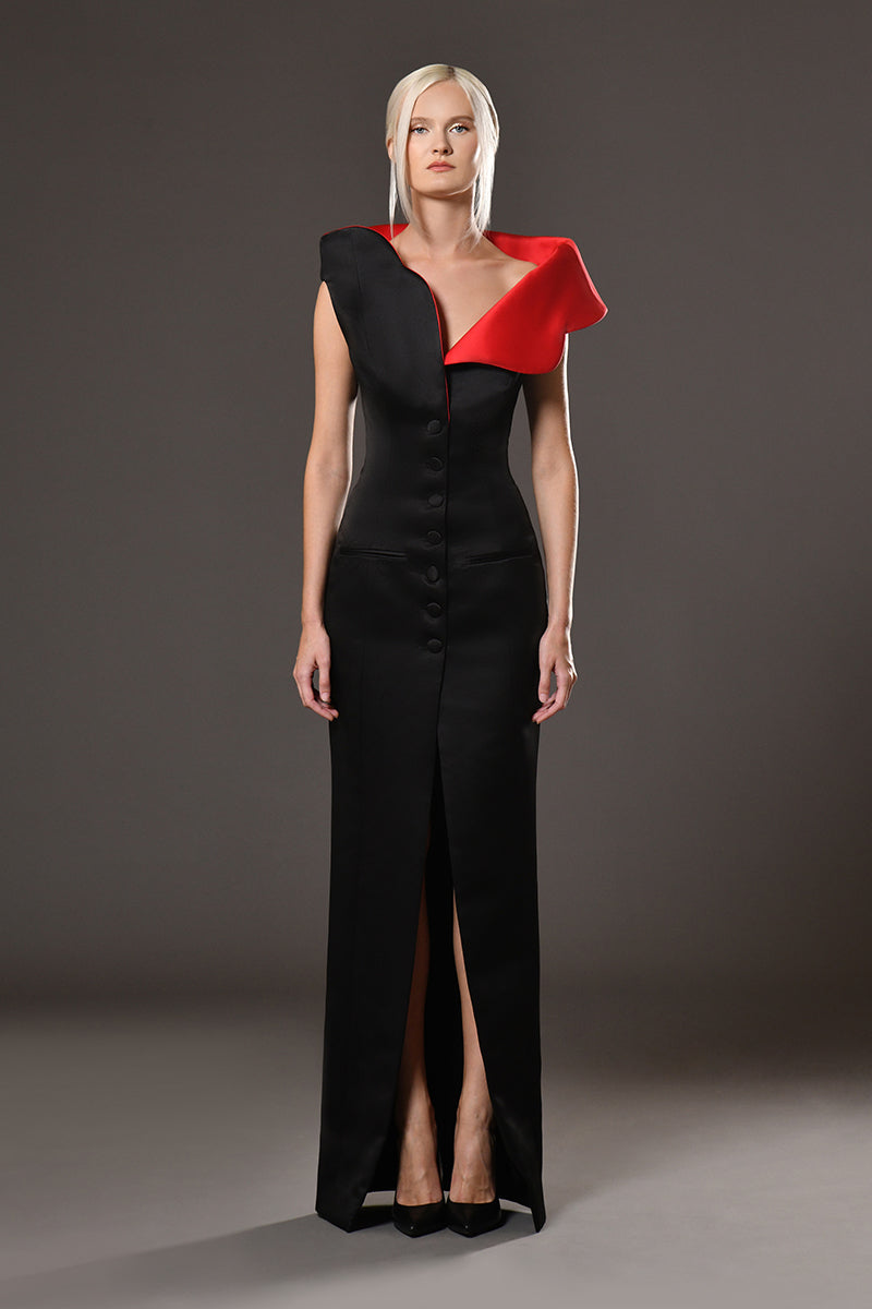 strapless open back dress Ellianna Lace-Up Back Maxi Dress Red main image 0