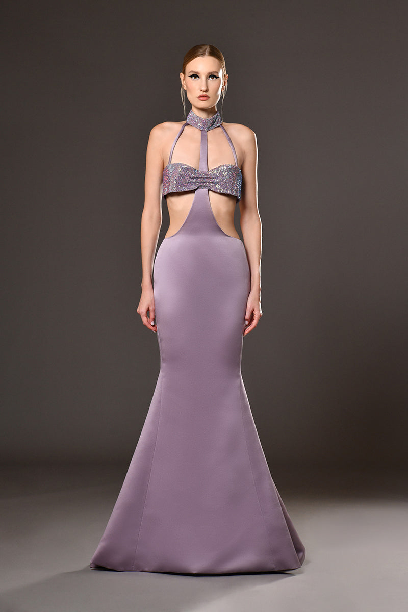 Mermaid radzimir dress with purple crystal chainmail on the bust and n Mermaid radzimir dress with purple crystal chainmail on the bust and n