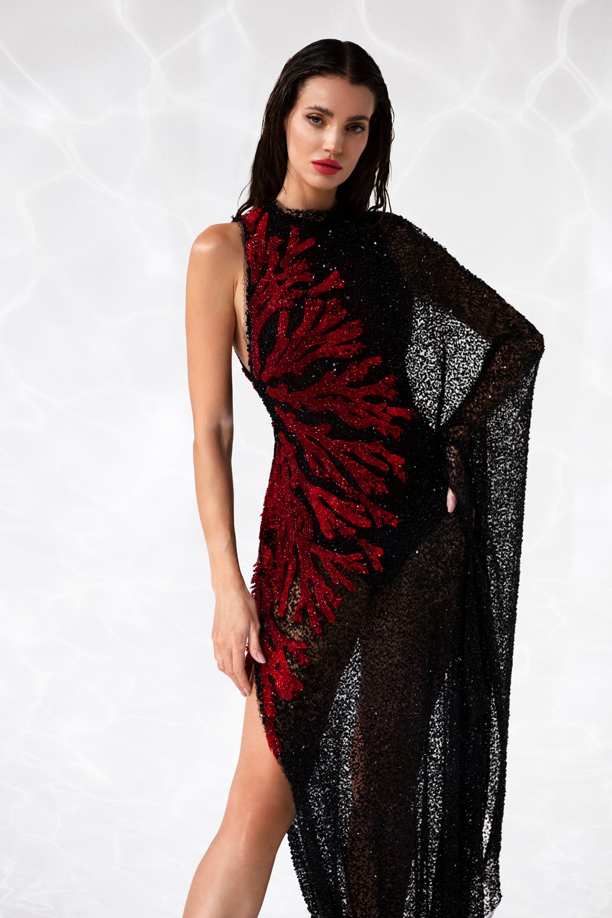 fishnet dress black Adrianna Dress In Black Fishnet - Burleska main image 1