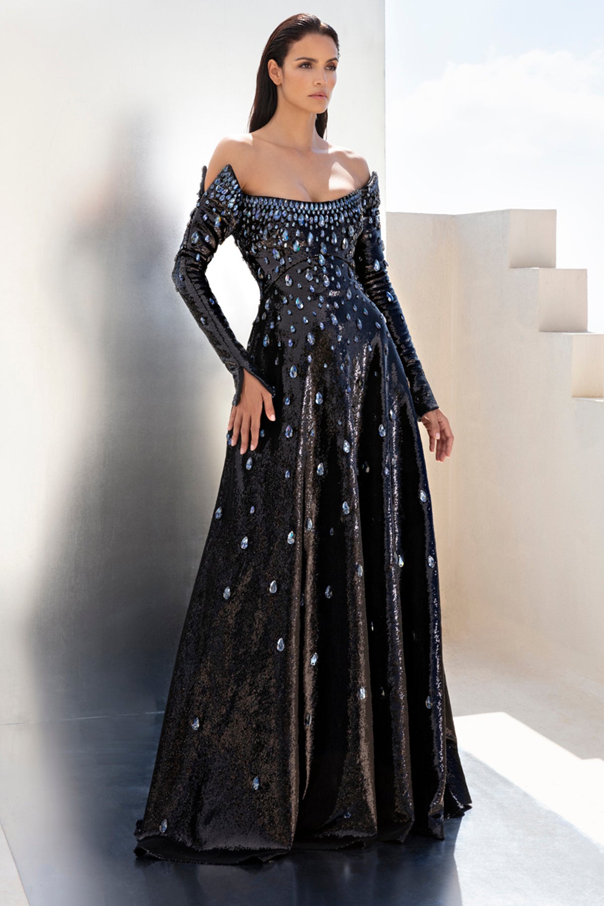 fully sequined dress Fully embroidered sequined dress
