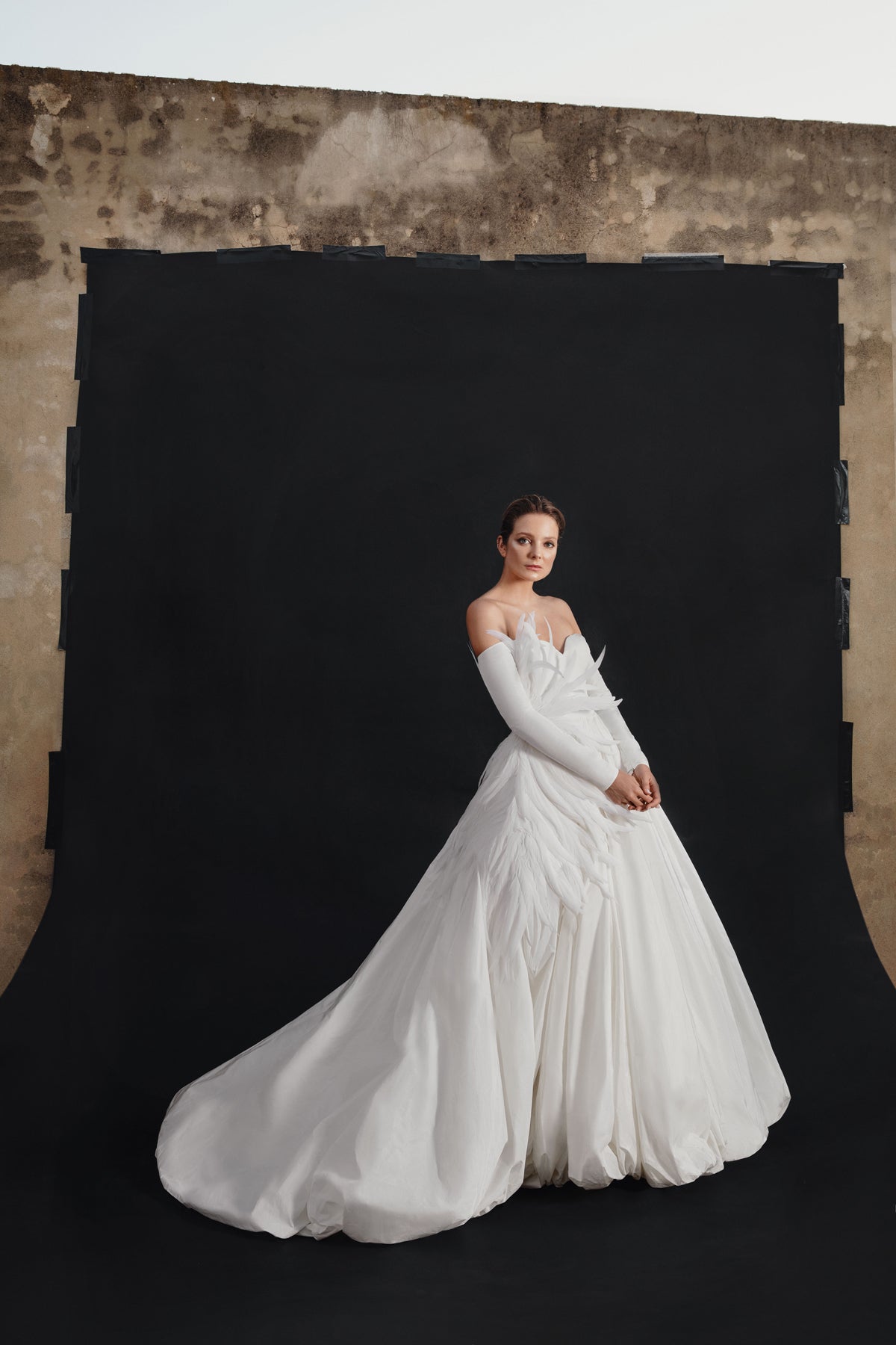 Strapless Ivory silk taffeta puffball gown