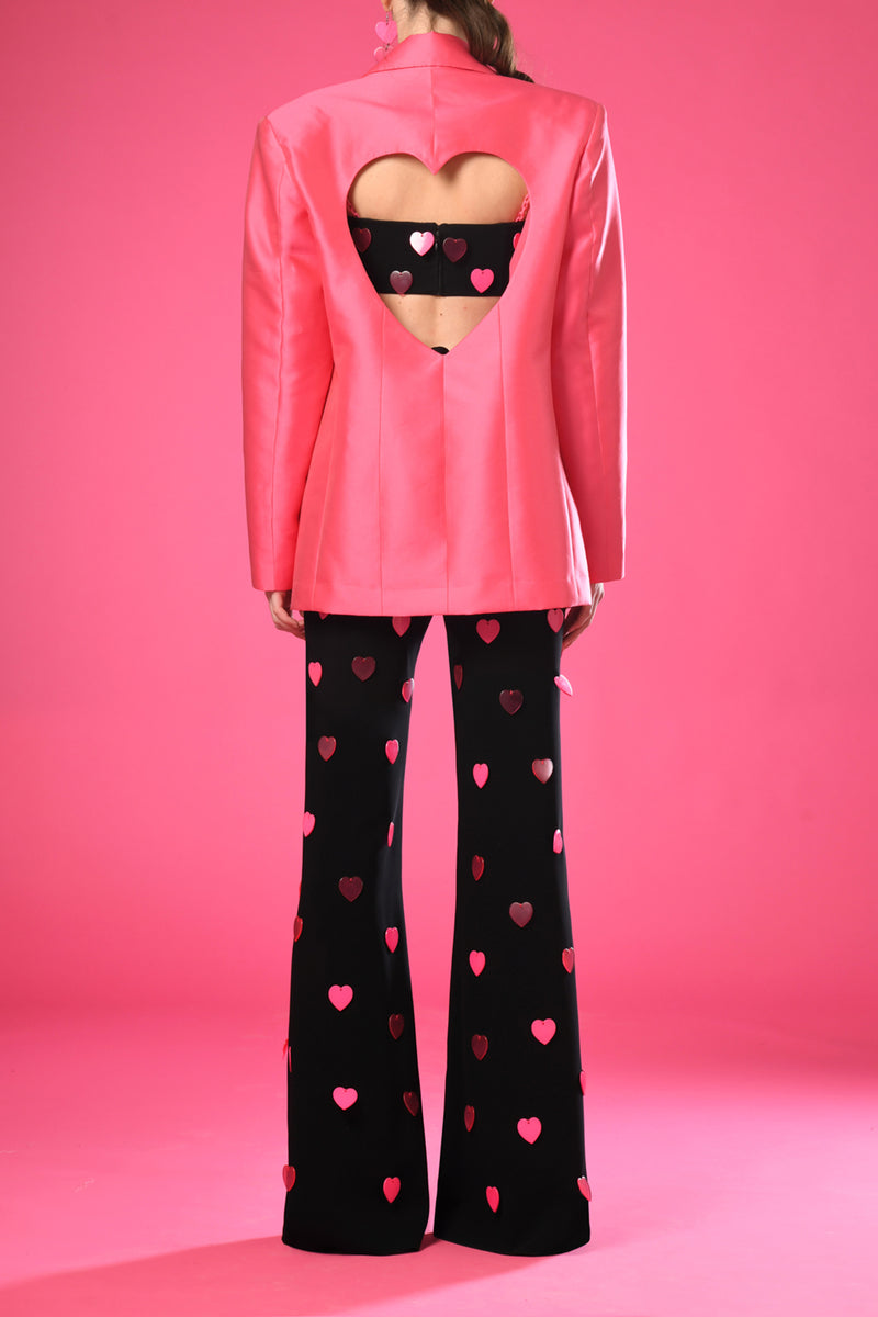 Pink Jacket and top with hearts on pants 