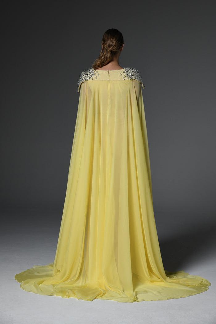 Embroidered crepe dress