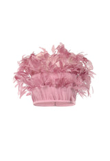 Cotton candy pink crop top with feathers