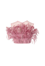 Cotton candy pink feathered cropped top 