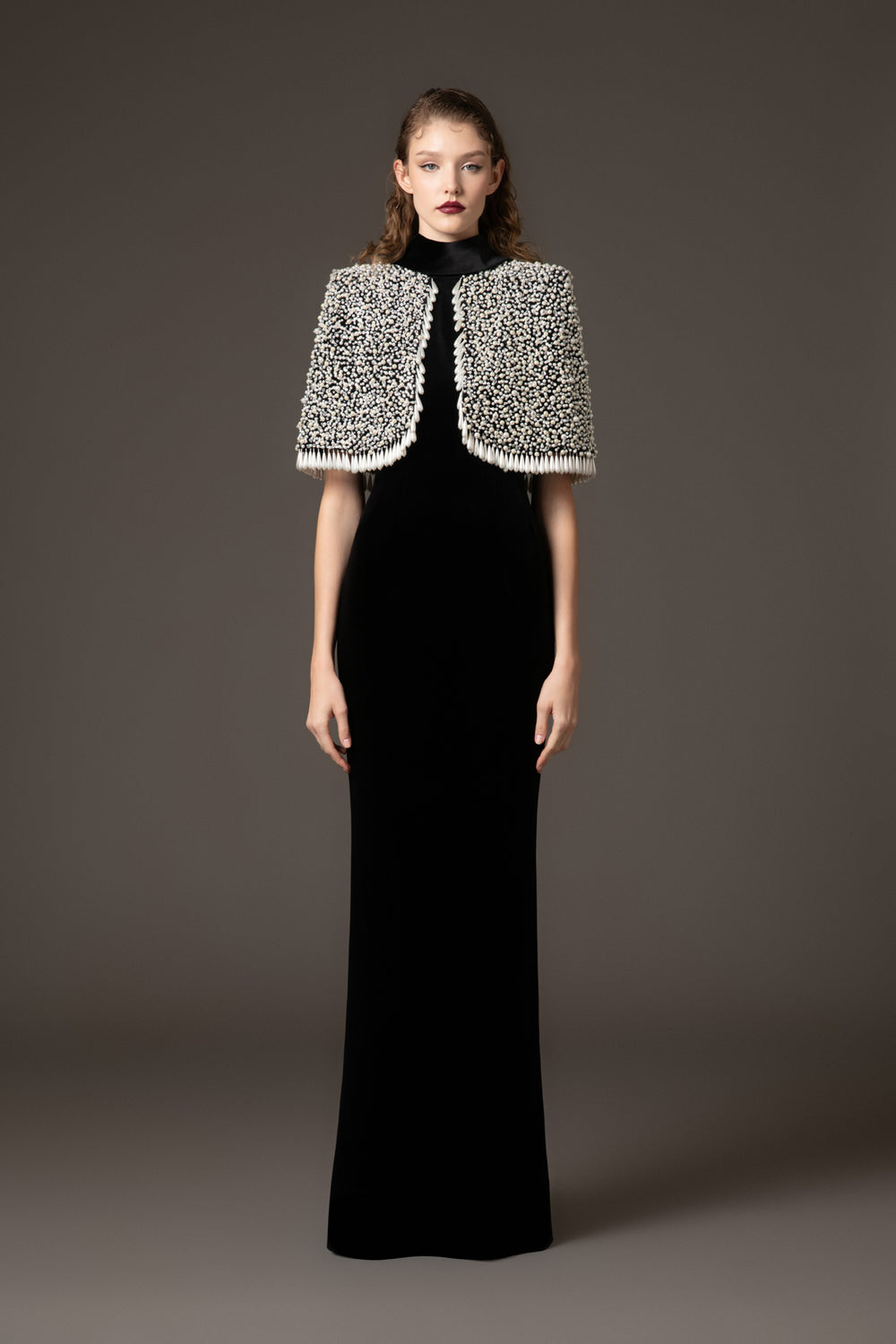 black velvet bolero jackets evening dresses Black velvet dress paired with a fully embroidered bolero Black / US 12
