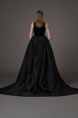 Black velvet dress taffeta overskirt