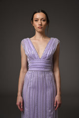 Lilac tulle embroidered dress