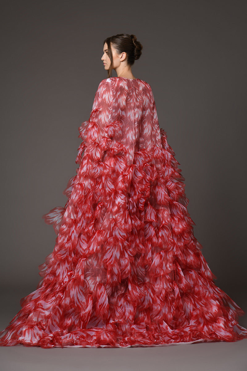 red cut-out flower dress Long Dress Avril