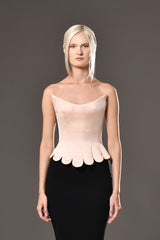 Silk satin radzimir structured corset with black crêpe skirt
