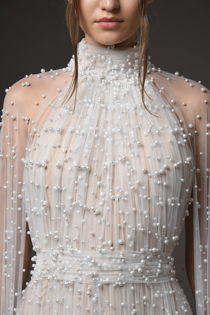 Halter neck bridal gown with pearls Halter neck bridal gown with pearls