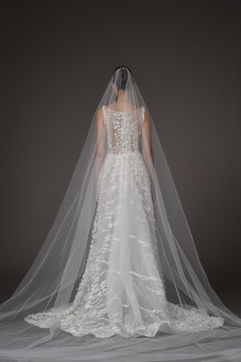 Silk tulle bridal gown with floral embroidery Silk tulle bridal gown with floral embroidery