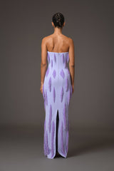 Lilac crêpe dress featuring beaded fringes