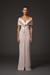 Nude crêpe dress with silver detailing