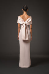 Nude crêpe dress with silver detailing