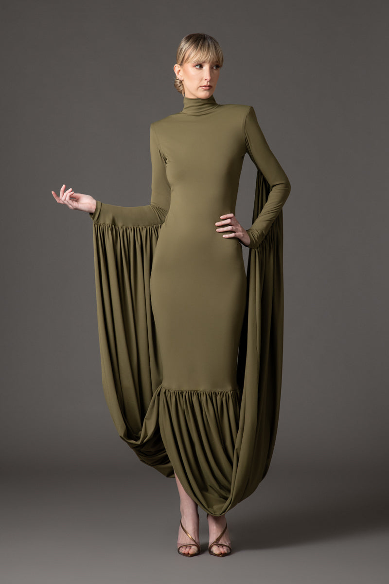 Olive green jersey dress