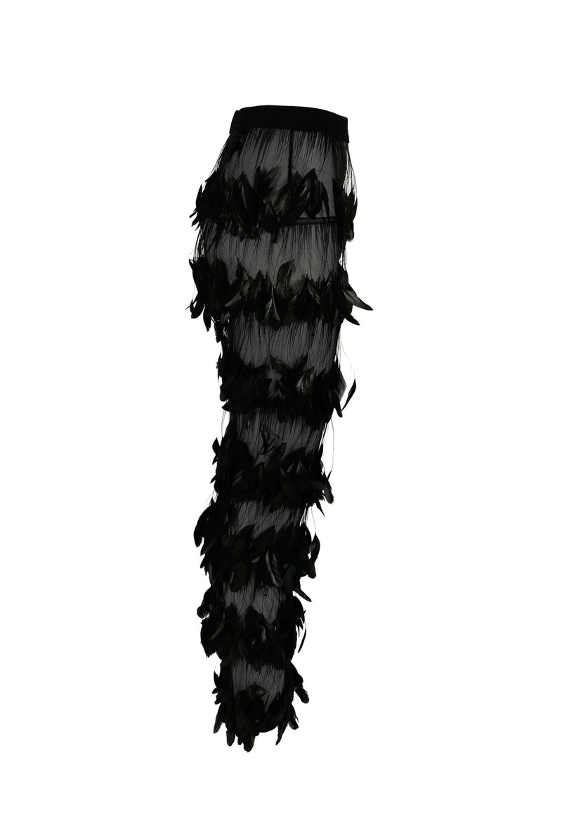 Black feathered trousers