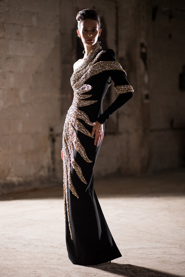 Ivory Cape Gown - Pearl White