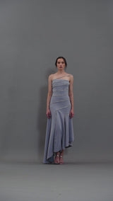 Grey crêpe dress with embroidery