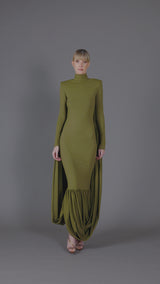 Olive green jersey dress