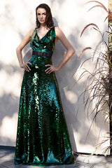 Emerald green sequined dress