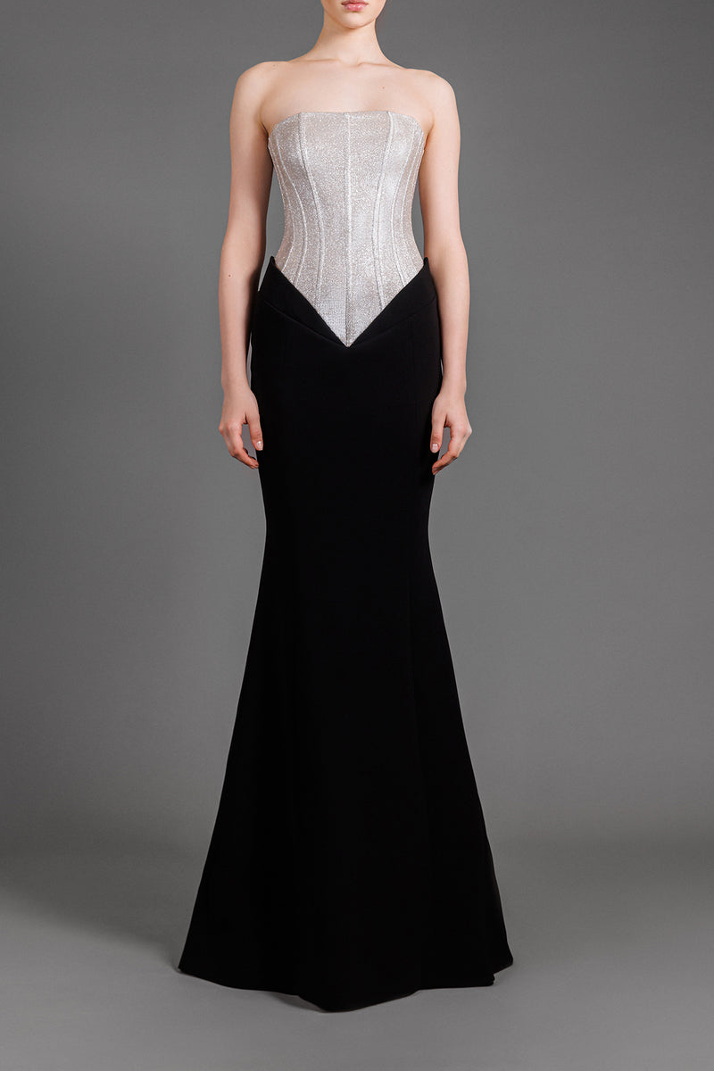KARLEE  Strapless Shimmer Corset Black Wedding Gown – Envious