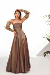 Corseted bronze dress