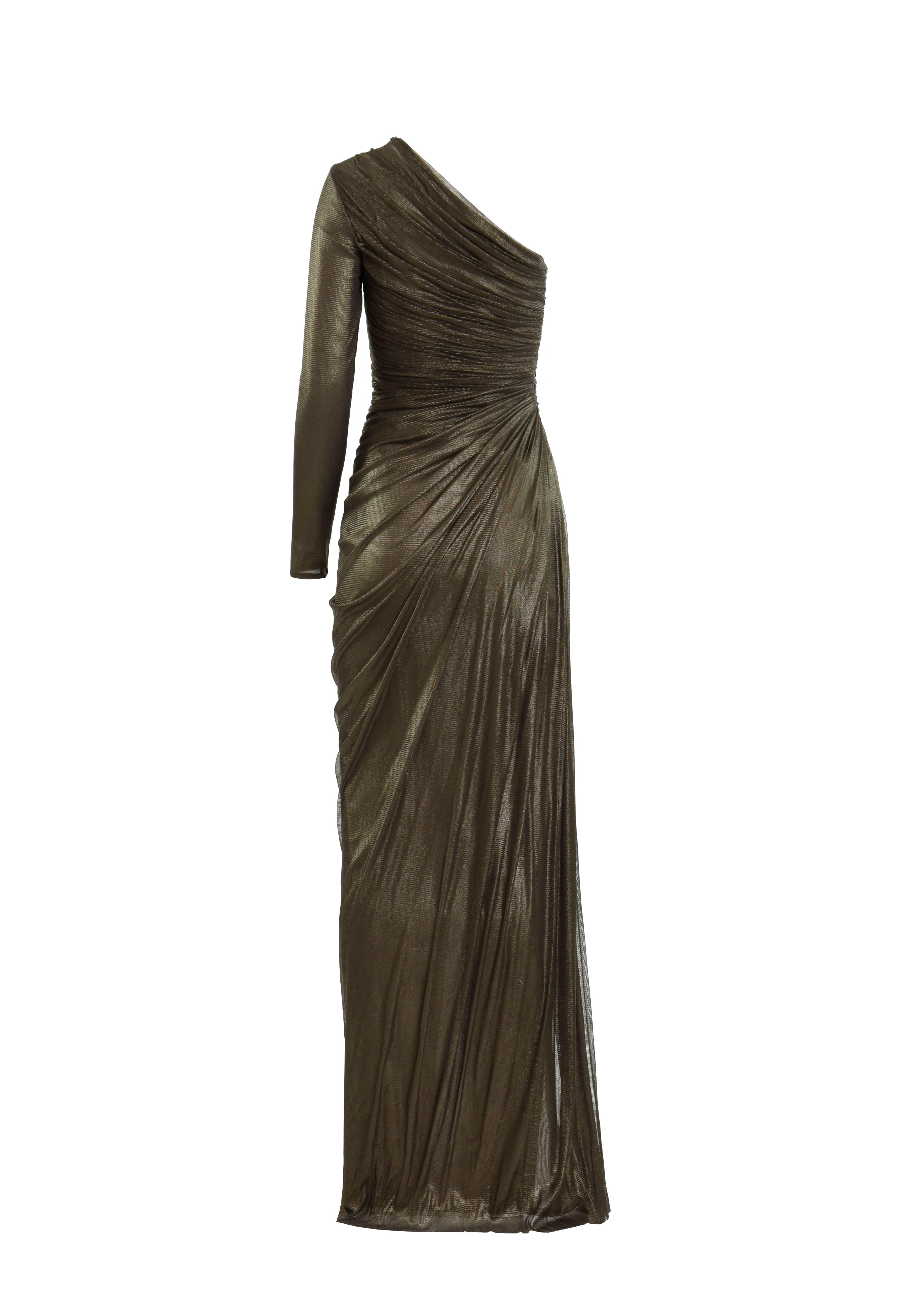 Broze asymmetrical draped dress