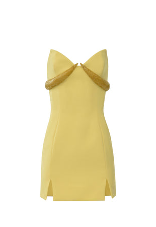 Yellow mini dress with bust detail