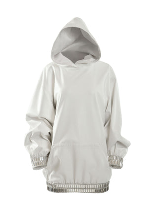 White leather hoodie mini dress