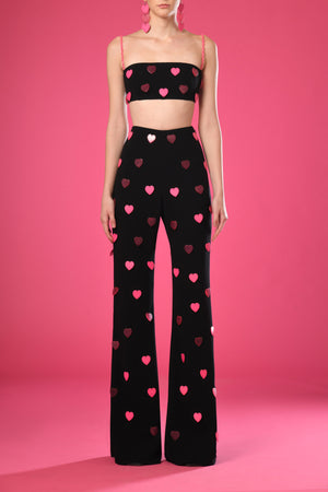 Pink Jacket and crop top with pants with hearts