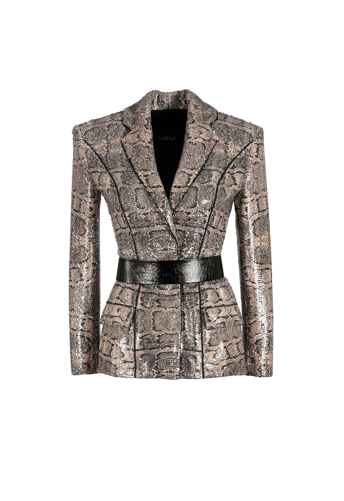Embroidered snakeskin blazer with belt