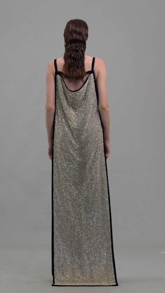 Gold chainmail dress with side cutouts